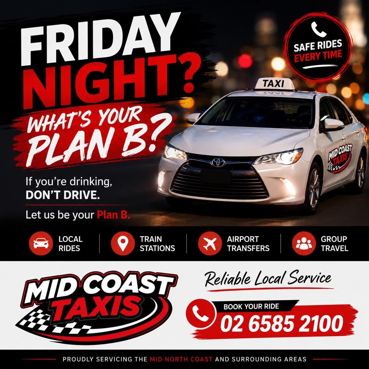 Friday Night — Midcoast Taxis Plan B